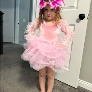 Pink Feathered Kids Costume